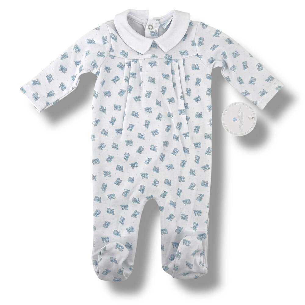 Edgehill Collection Train Print Cotton Footed Romper Baby Boy Sz 24 Months